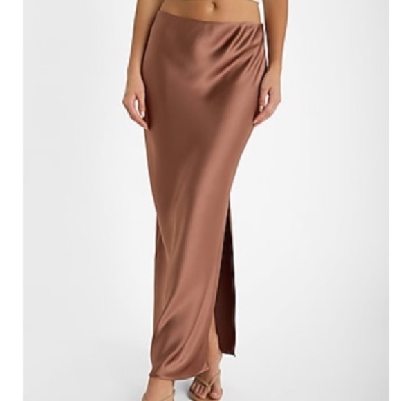 Express Dresses & Skirts - Elegant Brown Satin Skirt